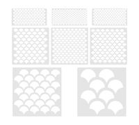 VINTORKY Set Stencil Riutilizzabili 8 Pezzi Motivo Squame di Pesce in Pet Bianco, Flessibili e Leggeri per Pittura e Decorazioni in Ambienti di Viaggio e Aule