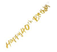 VINTORKY Striscione Stile Elegante Decorazione Compleanno in Carta Oro per Celebrare Compleanno e Anniversario per Festa 40 Anni