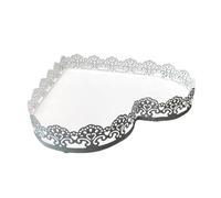 VINTORKY Vassoio per Esporre Biscotti e Snack a Forma di Cuore in Ferro Bianco per Dolci in Pizzo e Creativo, per Matrimonio e Party