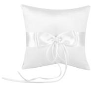 Vintree Cuscino per Nuziali Cuscino per Anelli e Anelli con Bellissimo Fiocco e Perla Simulazione Come Regalo per la Persona Amata Un Amico Bianco 20 * 20cm