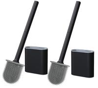 Vintree Scopino WC Silicone con Supporto scopino wc silicone da parete Scopino piatto nero Scopettino WC per Bagno Base a Fessure di Ventilazione nero 2pcs
