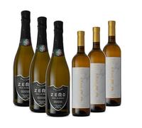Vinum Italy Zero | 3 Bollicine 3 Luce | Spumante Analcolico 0.0% e Vino Bianco | Blanc de Blancs e Traminer | 6 Bottiglie Vino Dealcolizzato, 6 x 750 ml
