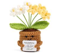 Vinuwu Fiore portafortuna - Fiori lavorati a maglia con biglietto "Una volta che mi sorridi, ti porti felicità" & Sacchetti in organza, regalo e portafortuna