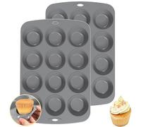 Vinuwu Stampo Muffin 12er, Stampi in Silicone Per Dolci, Teglia da Muffin con Rivestimento Antiaderente Stampi Silicone per Muffins, Cupcake