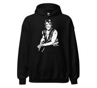 VINY WOODY Glam Rock Felpa con Cappuccio Unisex, Grafica Musicale, Stile Casual, Nero, Tasca a Canguro, Nero , S