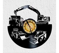 VINY WOODY Manutenzione della Terra Orologio a Disco in Vinile Escavatore Caricatore Dumper Decorazione da Parete Regalo Originale