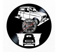 VINY WOODY Orologio da parete con disco in vinile Silhouette auto veterano 4 lattine