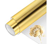 VINYL FROG Rotolo di vinile HTV in lamina metallica, 30,5 cm x 1,5 m, in vinile a trasferimento termico, oro cromato, facile da tagliare e spellicolare, design fai da te per magliette