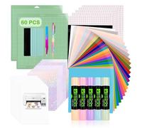 VINYL FROG Set di 60 accessori per Cricut Maker e All Explore Air, Ultimate Tools con vinile adesivo permanente, carta adesiva in vinile stampabile, tappetino da taglio, strumenti per diserbo,