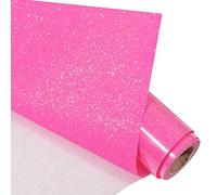VINYL FROG Vinile glitterato a trasferimento termico in vinile, 25,4 x 1,5 m, colore: Rosa glitterato HTV vinile per t-shirt o altri tessuti