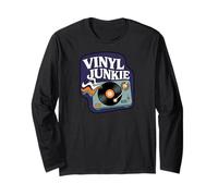 Vinyl Junkie Retro Turntable Record Collector Music Lover Maglia a Manica