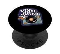 Vinyl Junkie Retro Turntable Record Collector Music Lover PopSockets PopGrip Adesivo