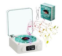 Vinyl Player The Waves - Mini altoparlante portatile con 4 suoni della natura, altoparlante portatile a onde con luce RGB (bianco)