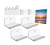 Vinyl Record Display Rack - 2,5 x 1,69 x 1,38 Inches Record Display Shelf | 4 Piece Acrylic Stand Records Shelf Wall Mount for Living Room Bedroom Album Collectibles Picture Comic Book Kids Bookshelf