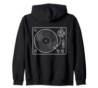 Vinyl Record Player Retro Sketch Music DJ Felpa con Cappuccio