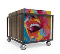 Vinyl Record Storage On Wheels - Sturdy Metal Structure Record Storage - Holds up to 100 Albums - Vinyl Storage - Vinyl Holder - Stylish Organizer for Your Vinyl Record Collection