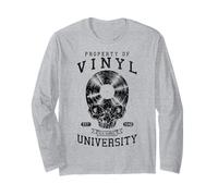 Vinyl University Old School Record Collector Gothic Skull Maglia a Manica