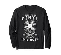 Vinyl University Old School Record Collector Gothic Skull Maglia a Manica