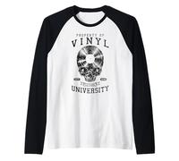 Vinyl University Old School Record Collector Gothic Skull Maglia con Maniche Raglan