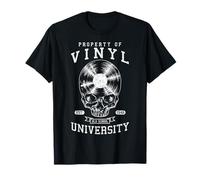 Vinyl University Old School Record Collector Gothic Skull Maglietta