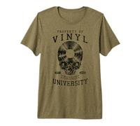 Vinyl University Old School Record Collector Gothic Skull Maglietta Premium