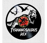 VinyWoody Orologio da parete a disco vinile silhouette T-rex dinosauro decora...