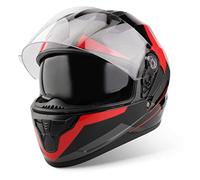 VINZ Becket Casco Integrale con Visiera Parasole | Casco Moto / Scooter Donna E Uomo | nelle taglie dalla XS-XXL | Certificato ECE 22.06 | Disponibile in diversi colori - Rosso
