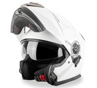 VINZ Santos Casco Modulare Moto & Scooter | Con Doppia Visiera | Certificato ECE 22.06 & PINLOCK preparato | Integrale Donna E Uomo | nelle taglie dalla XS-XXL - Bianco