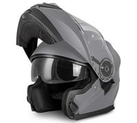 VINZ Santos Casco Modulare Moto & Scooter | Con Doppia Visiera | Certificato ECE 22.06 & PINLOCK preparato | Integrale Donna E Uomo | nelle taglie dalla XS-XXL - Titanio