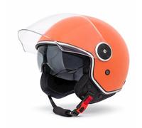 VINZ Tobia Casco Jet Doppia Visiera VIntage | Casco Scooter / Moto Donna E Uomo | Certificato ECE 22.06 | nelle taglie dalla XS-XXL - Arancione