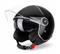 VINZ Tobia Casco Jet Doppia Visiera VIntage | Casco Scooter / Moto Donna E Uomo | Certificato ECE 22.06 | nelle taglie dalla XS-XXL - Nero