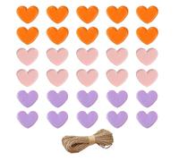 VINZOR 30 Mollette per Foto in Plastica a Forma di Cuore con 10 Metri di Corda in Juta,Ideale per Appendere Foto, Poster, Cartoline, Lavoretti Creativi e Organizzazione in Casa, Ufficio o a Scuola