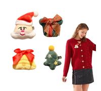 VINZOR Spille Natalizie per Donna, 4 Spille di Natale Morbide e Pelose, Regali Natalizi e Decorazioni per Donne Ragazze, Gioiello Festivo per Giacca Cappello Abito