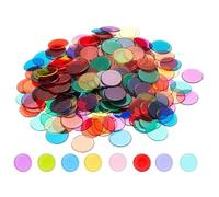 Viojrlly 200 fiches trasparenti a 8 colori per il bingo e il conteggio, segnalini per i numeri del bingo, gettoni di plastica per esercitazioni o giochi matematici (ciascuno di 1,9 cm di diametro)