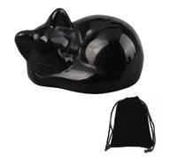 Viojrlly Cristalli di Ossidiana per Gatti Pietre Curative Cristalli per Gatti Decorazione Figurina di Gatto Nero Statua Lucido Addormentato Statua di Pietra Decorazioni in Pietra per Amanti dei Gatti