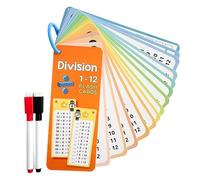 Viojrlly Divisione set di biglietti 15 pezzi Fogli di Divisioni per Bambini, Giochi di Numeri Matematici da Tavolo, 2 Pennarelli Cancellabili a Secco Flashcard di Moltiplicazione Materiale Educativo