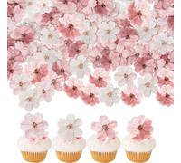 Viojrlly Edible Flowers for Cakes a forma di fiore di ciliegio, 50 Pieces Flowers Cupcake Toppers, Floral Cake Toppers, Wedding Cake Decoration, rosa