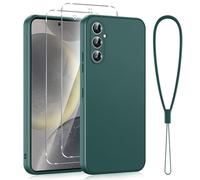 Viojrlra Cover per Samsung Galaxy S24 5G con 2 Pellicola Vetro Temperato, Custodia Antiurto Ultra Sottile Liquid Silicone TPU Morbido, Anti Ingiallimento Anti-Graffio Protettiva Case (Verde)