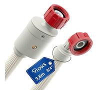 VIOKS Aquastop - Tubo di ingresso per lavastoviglie, 3/4", 3,8 m, 90 °C, dritto/angolato, universale, per lavatrici/tubo per collegamento acqua da 3/4 pollici, lavastoviglie