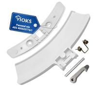 VIOKS Maniglia per porta in plastica di ricambio per AEG 405523773/1 4055237731 405512363/4 4055123634, maniglia per asciugatrici, set con impugnatura bianca con naso di chiusura asse, molla per