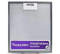 Vioks.pro Filtro per cappa aspirante in metallo, 315 x 267 mm, ricambio per vasca idromassaggio, Smeg Elica & altro, filtro antigrasso per cappa aspirante