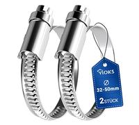 VIOKS Set di 2 fascette stringitubo da 32 - 50 mm Ø fascette stringitubo in acciaio cromato W2 / fascette per tubo piscina, fascetta per lavatrice