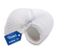 VIOKS Tubo di scarico per asciugatrici, 1 metro, 100 mm, in PVC, colore bianco, per aria condizionata, asciugatrici, finestre, tubo di scarico dell'aria condizionata, tubo flessibile per sistemi di