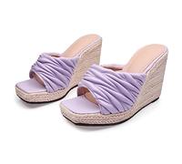 Viola,46 EU,Sandali con Zeppa con Plateau e Punta Aperta da Donna, Espadrillas Slip on Sandali con Zeppa Ciabatte Sandali con Zeppa Eleganti Estivi Scarpe