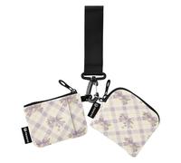Viola Bianco Fiocchi Vintage Viola Rombo Sfondo A Forma di Donne Custodie per Carte Cambio Titolare Dimensioni Compatte Carta d'identità Protettore con Portachiavi per Donna 2 Pz monedero para