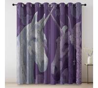 Viola BiancoTende per Interni Oscuranti Termiche con Occhielli - Set di 2 Tende, Lussuoso Unicorno Motivo Texture stampate Design, L140 × A260 cm Isolanti dal Calore per Camera da Letto e Soggiorno