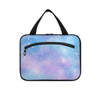 Viola Blu Galaxy Onde Stellate Hanging Bag per gli uomini Viaggiare con gancio, Designer Essential Makeup Cosmetic Bag per Essentials per le donne Viaggiare estuche para maquillaje L