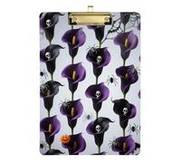 Viola Calla Lilies per Halloween Acrilico Clip Board Cartella Standard Lettera A4 Formato Impermeabile per Pallavolo Baseball Allenatori Oro 12x9 "Tabla para escribir con Clip