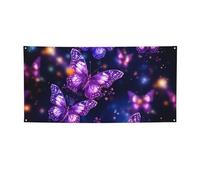 viola carino farfalla stampa Banner segno per esterni interni compleanno sfondo poster decorazioni per feste forniture sfondo foto con occhielli bandiera da parete personalizzata
