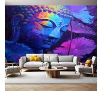 Viola Carta da Parati Fotografica Meditazione sulla pietra foglia di loto 350x250 cm Fotomurali Poster Giganti TNT Murale Art Sfondo Moderne Decorazione Soggiorno Camera de Letto Sala Ufficio
